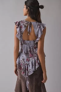 Kimchi Blue Sweet Talk Plunging Asymmetric Ruffle Blouse