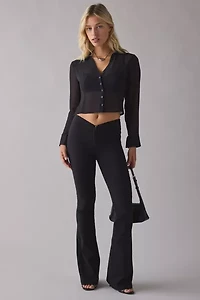 Kimchi Blue Sheer Perfection Chiffon Slim Long Sleeve Button-Up Shirt