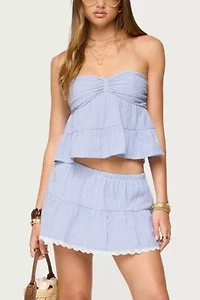 Edikted Dora Strapless Eyelet Babydoll Top