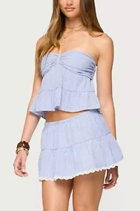 Edikted Dora Eyelet Flared Mini Skirt