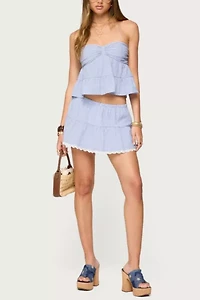 Edikted Dora Eyelet Flared Mini Skirt
