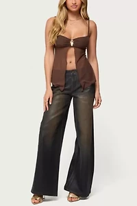 Edikted Reeve Split Front Sheer Mesh Top