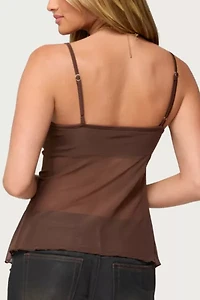 Edikted Reeve Split Front Sheer Mesh Top