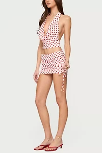 Edikted Zoe Polka Dot Cowl Neck Top
