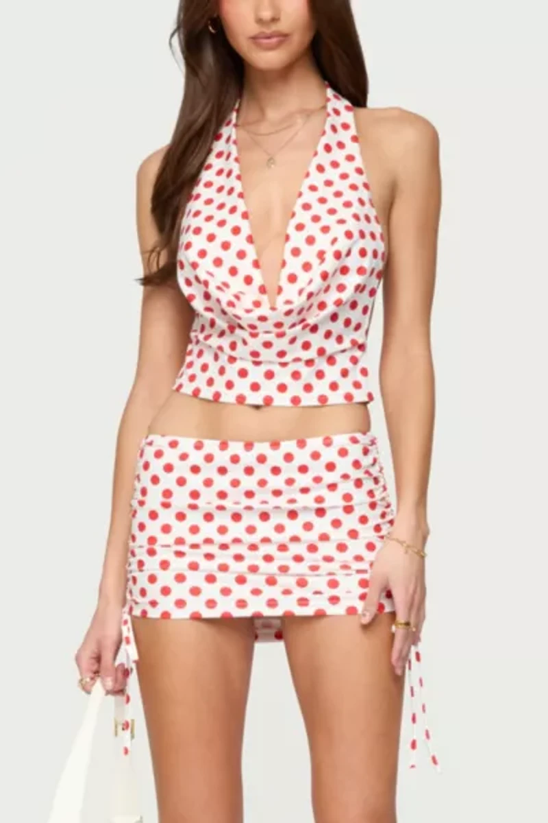 Edikted Zoe Polka Dot Cowl Neck Top