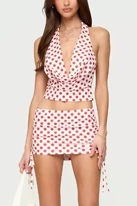Edikted Zoe Polka Dot Cowl Neck Top