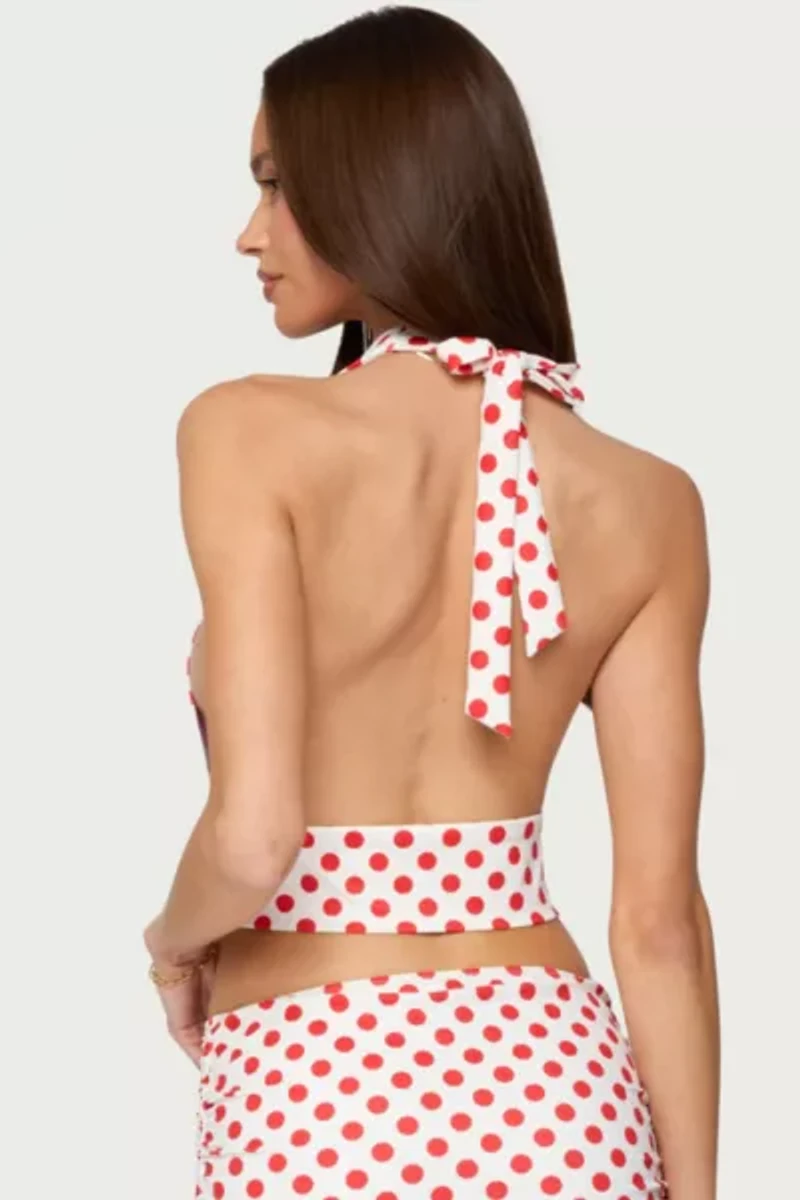 Edikted Zoe Polka Dot Cowl Neck Top