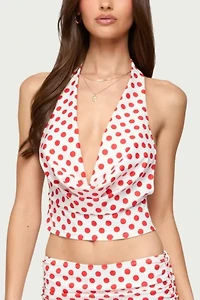 Edikted Zoe Polka Dot Cowl Neck Top