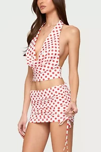 Edikted Zoe Polka Dot Drawstring Mini Skirt