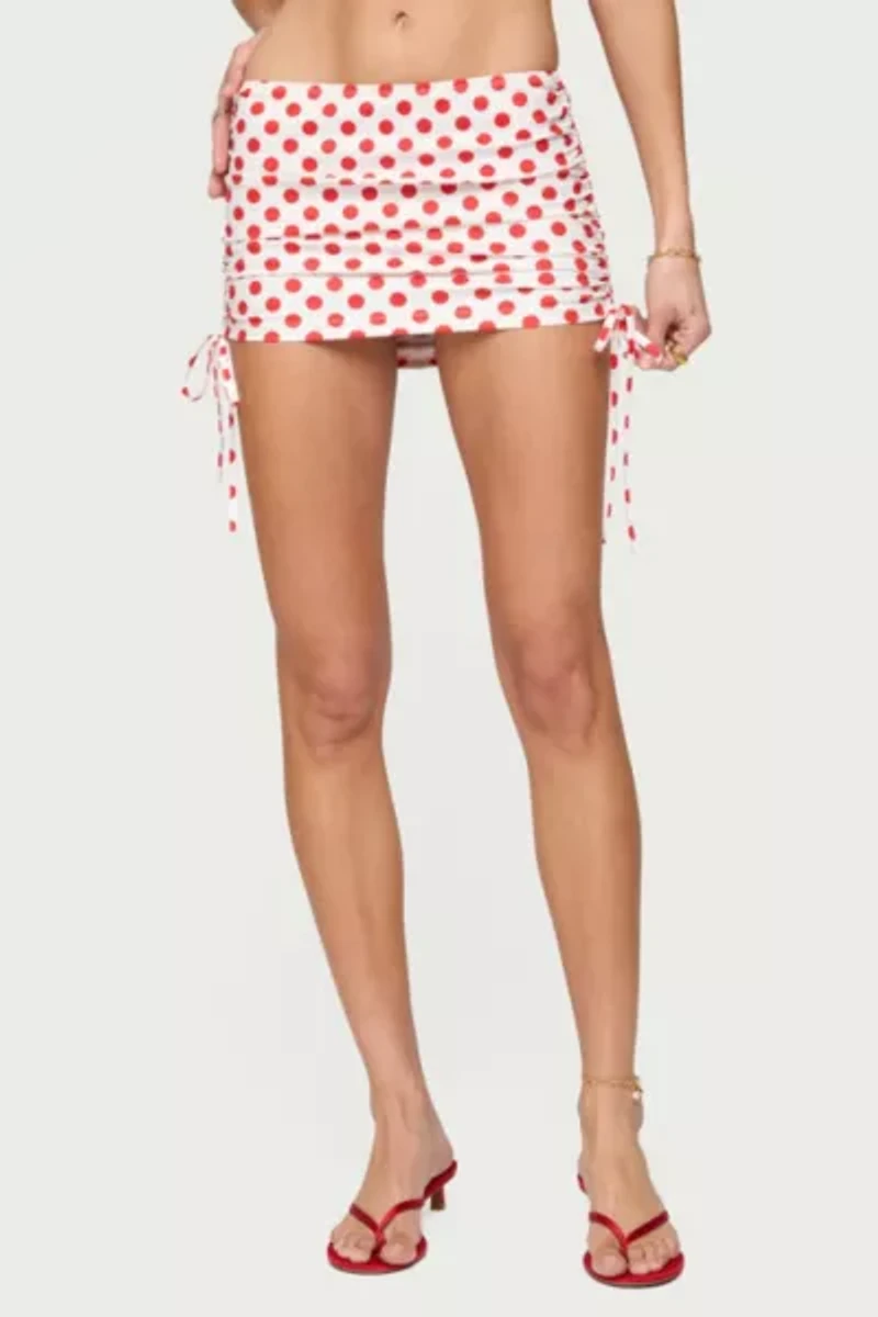 Edikted Zoe Polka Dot Drawstring Mini Skirt