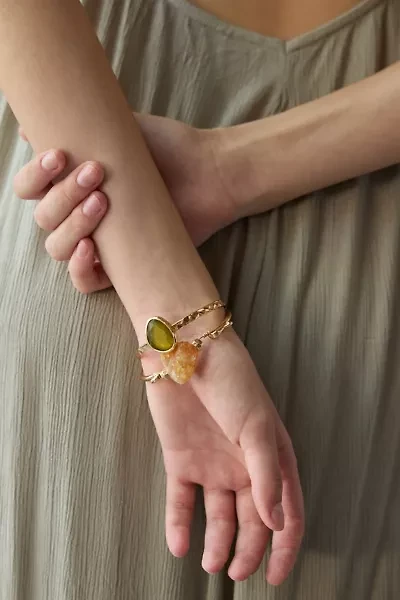 Amina Stone Cuff Bracelet Set