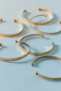 Etched Metal Open Cuff Bracelet Set