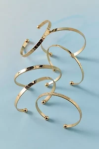 Etched Metal Open Cuff Bracelet Set