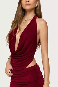 Edikted Caspia Cowl Neck Backless Top