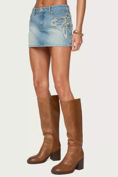 Edikted Bowiee Denim Mini Skirt
