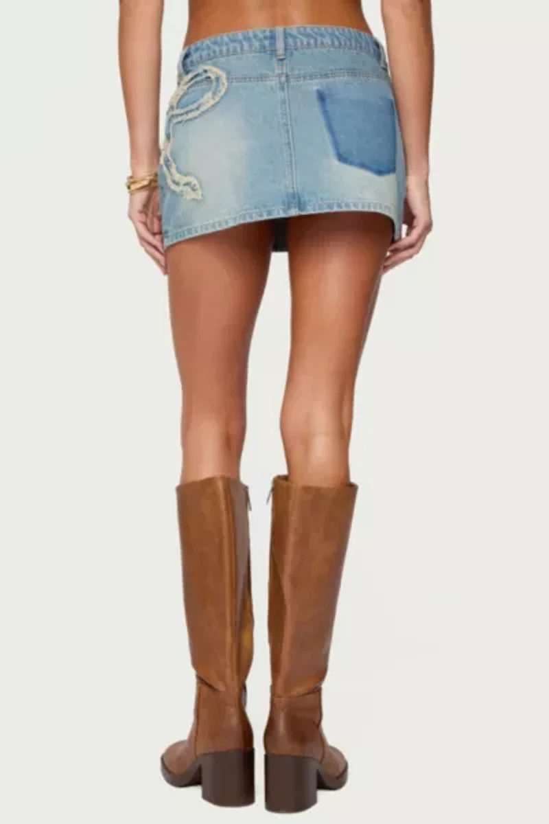 Edikted Bowiee Denim Mini Skirt