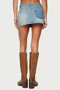 Edikted Bowiee Denim Mini Skirt