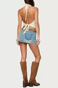 Edikted Bowiee Denim Mini Skirt