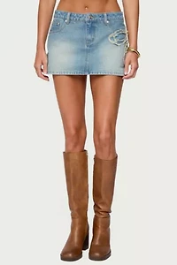 Edikted Bowiee Denim Mini Skirt