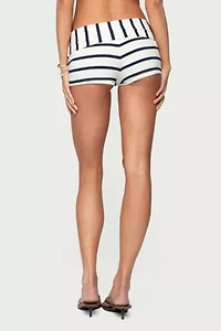 Edikted Lorenza Striped Fold Over Shorts