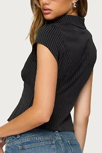 Edikted Juney Pinstripe Tailored Button Up Shirt