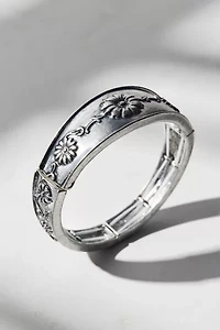 Daisy Chain Etched Metal Bangle Bracelet