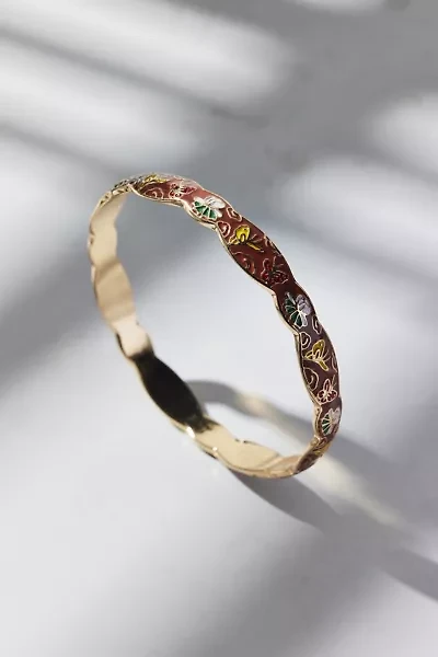 Scallop Patterned Metal Bangle Bracelet