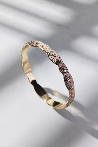 Scallop Patterned Metal Bangle Bracelet