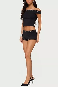 Edikted Neriah Grommet Off Shoulder Top