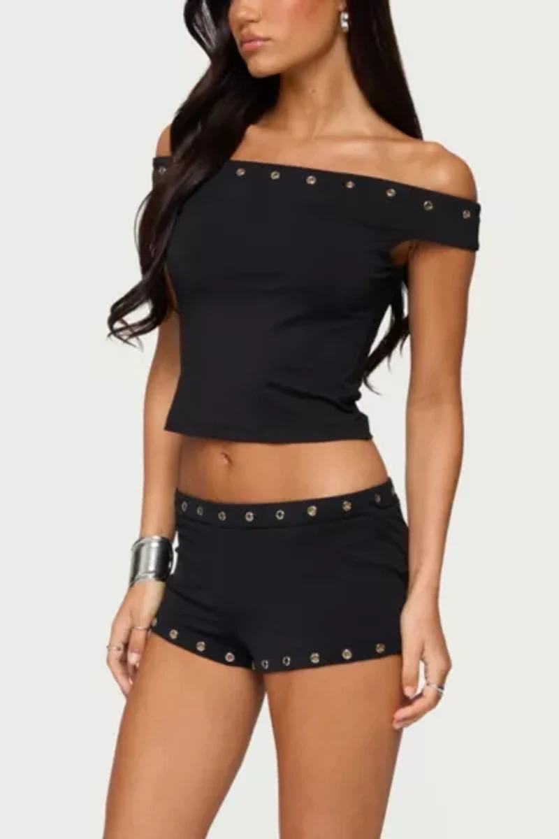 Edikted Neriah Grommet Off Shoulder Top
