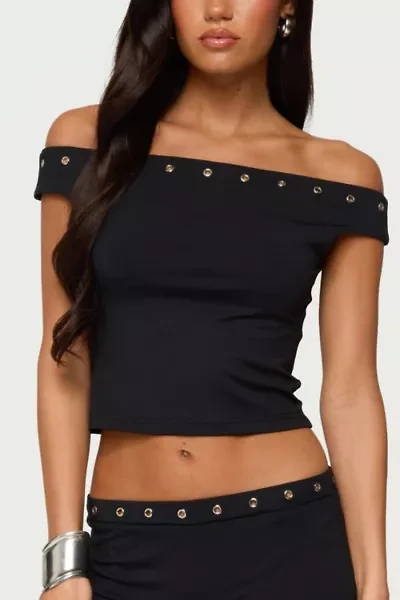 Edikted Neriah Grommet Off Shoulder Top