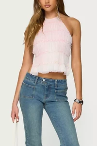 Edikted Amit Tiered Chiffon Halter Top
