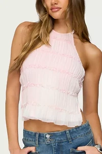 Edikted Amit Tiered Chiffon Halter Top