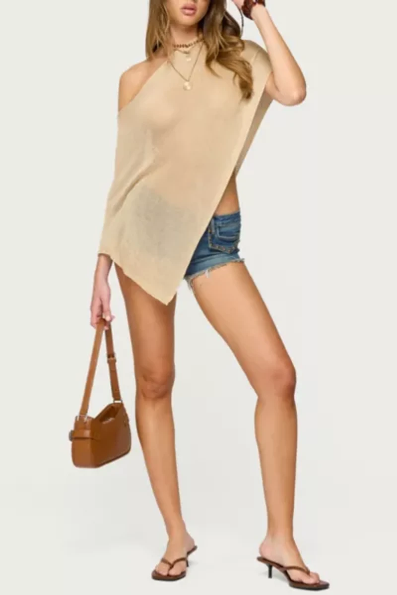 Edikted Azalia Asymmetric Knit Poncho