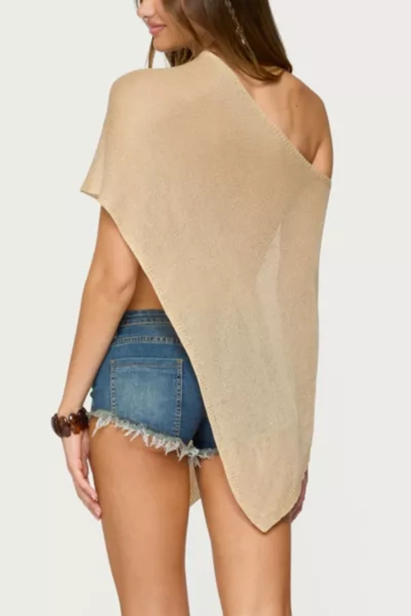 Edikted Azalia Asymmetric Knit Poncho
