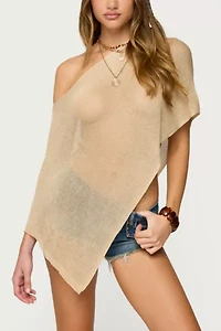 Edikted Azalia Asymmetric Knit Poncho