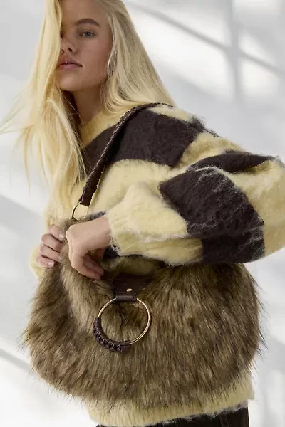 Silence + Noise Yasmin Faux Fur Hobo Bag
