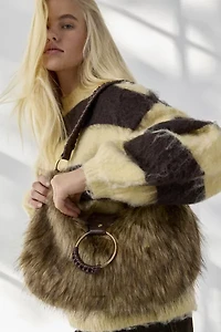 Silence + Noise Yasmin Faux Fur Hobo Bag