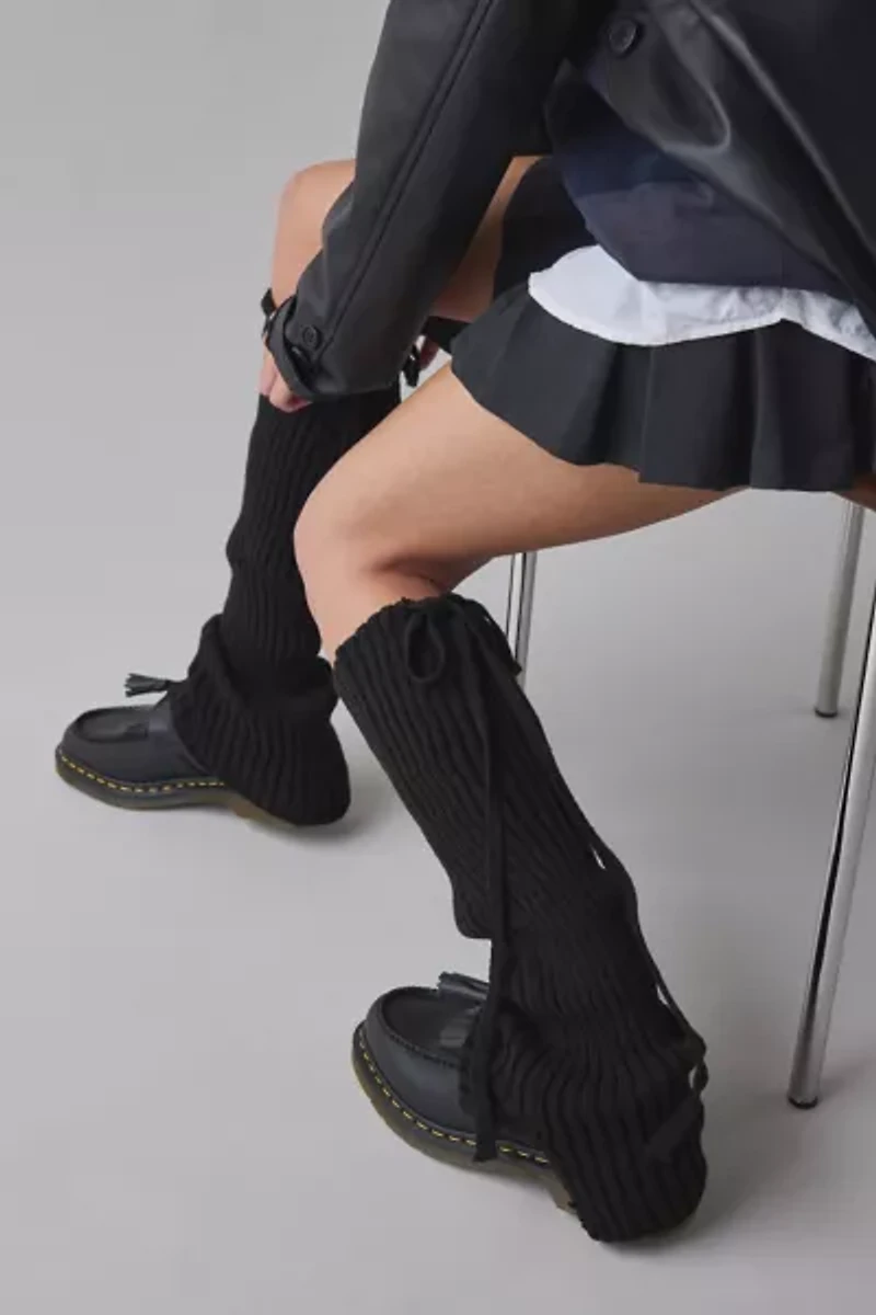 Tie Ribbed Knit Leg Warmers