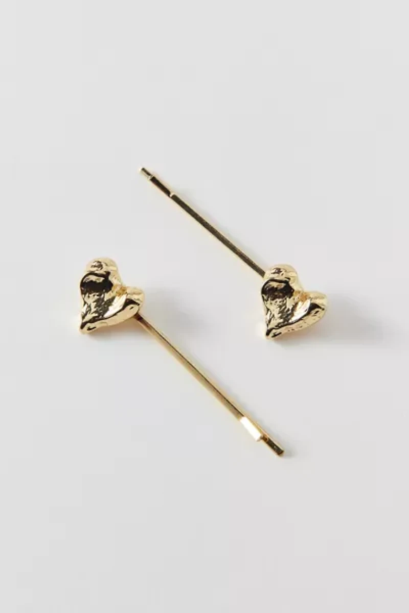 Heart Metal Slide Barrette Set