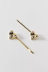 Heart Metal Slide Barrette Set