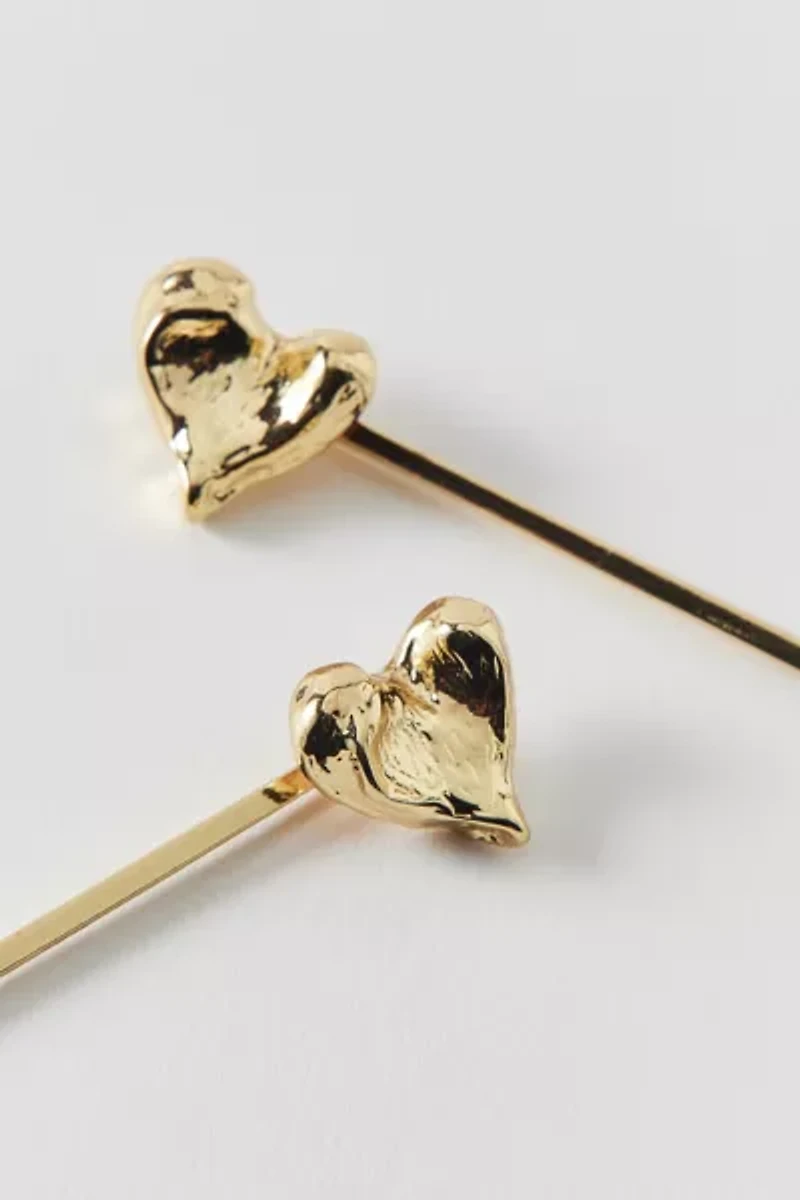 Heart Metal Slide Barrette Set