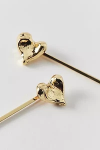 Heart Metal Slide Barrette Set