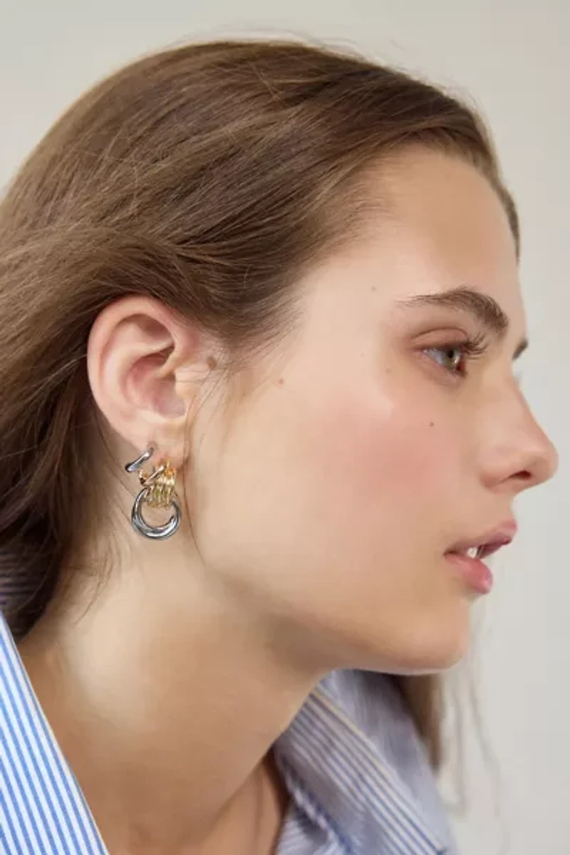 Mixed Metal Knotted Hoop Earring Set