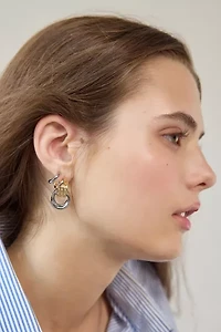 Mixed Metal Knotted Hoop Earring Set