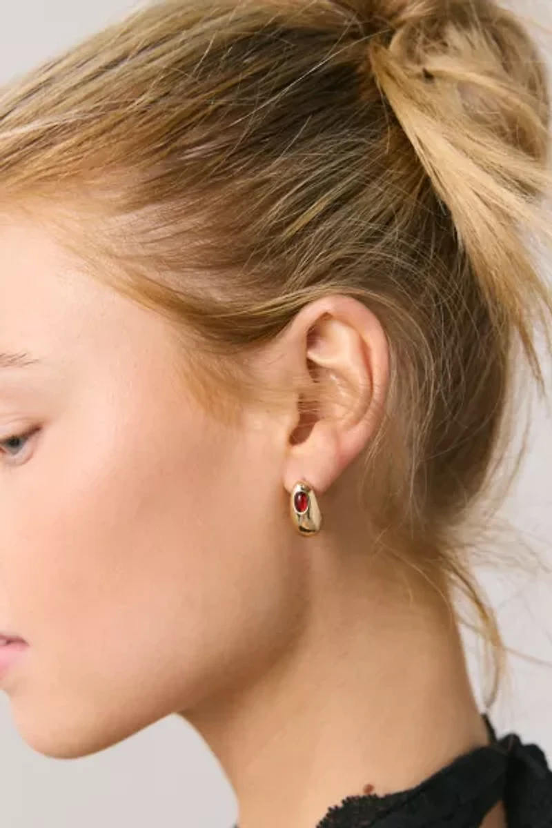 Stone Inset Dome Post Earring
