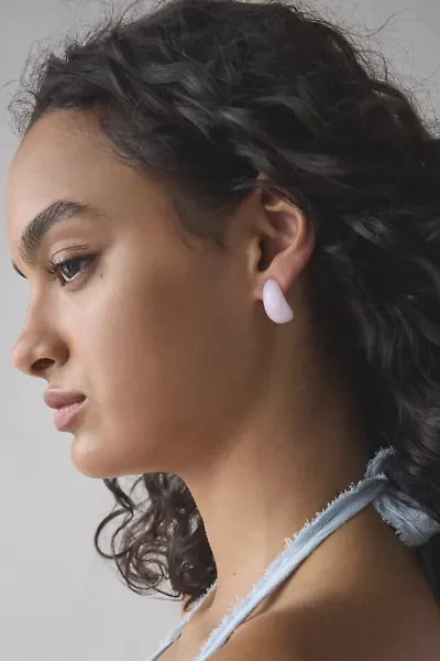 Chunky Stone Dome Hoop Earring