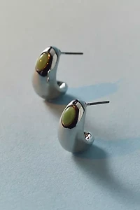 Chunky Stone Dome Hoop Earring