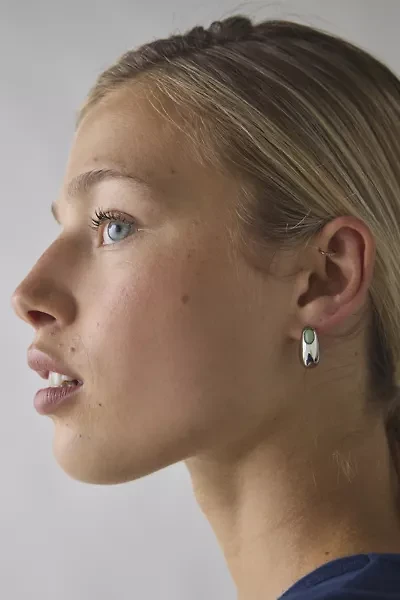 Chunky Stone Dome Hoop Earring