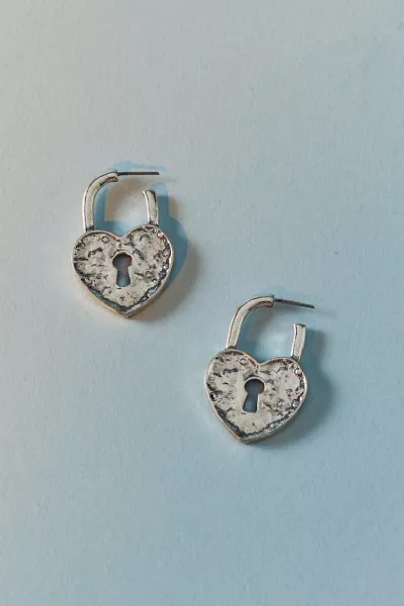 Athena Heart Lock Hoop Earring